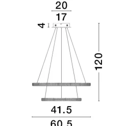 Lampadari Moderni-Selezionato da Mazzolaluce Lampadario elegante nero doppio anello led 54w 3000k cristalli