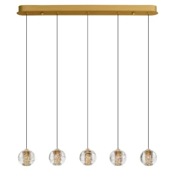 Lampadari Moderni-Selezionato da Mazzolaluce Lampadario elegante oro per tavolo da soggiorno sfere vetro