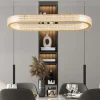 Lampadari Moderni-Selezionato da Mazzolaluce Lampadario elegante ovale oro effetto cristalli per tavolo sala da pranzo