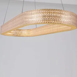 Lampadari Moderni-Selezionato da Mazzolaluce Lampadario elegante ovale oro effetto cristalli per tavolo sala da pranzo