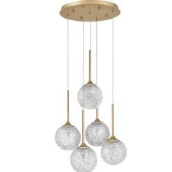 Lampadari Moderni-Selezionato da Mazzolaluce Lampadario elegante pendenti a grappolo oro vetri trasparenti