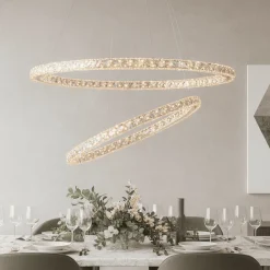 Lampadari Moderni-Selezionato da Mazzolaluce Lampadario elegante per salone doppio anello led 60w 3500k cromato