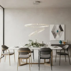 Lampadari Moderni-Selezionato da Mazzolaluce Lampadario elegante per salone doppio anello led 60w 3500k cromato