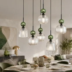 Lampadari Moderni-Selezionato da Mazzolaluce lampadario elegante per soggiorno sfere in vetro verde