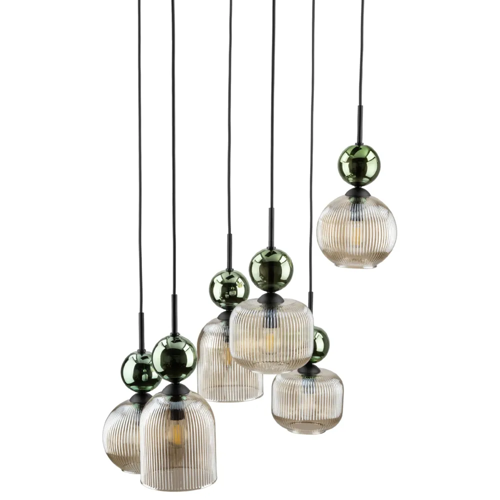 Lampadari Moderni-Selezionato da Mazzolaluce lampadario elegante per soggiorno sfere in vetro verde