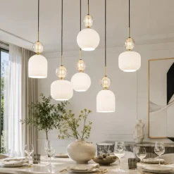 Lampadari Moderni-Selezionato da Mazzolaluce lampadario elegante per soggiorno salotto pendenti in vetro ambra bianco