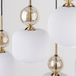 Lampadari Moderni-Selezionato da Mazzolaluce lampadario elegante per soggiorno salotto pendenti in vetro ambra bianco
