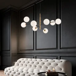 Lampadari Moderni-Selezionato da Mazzolaluce Lampadario elegante per soggiorno nero oro sfere vetro