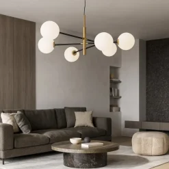 Lampadari Moderni-Selezionato da Mazzolaluce Lampadario elegante per soggiorno nero oro sfere vetro
