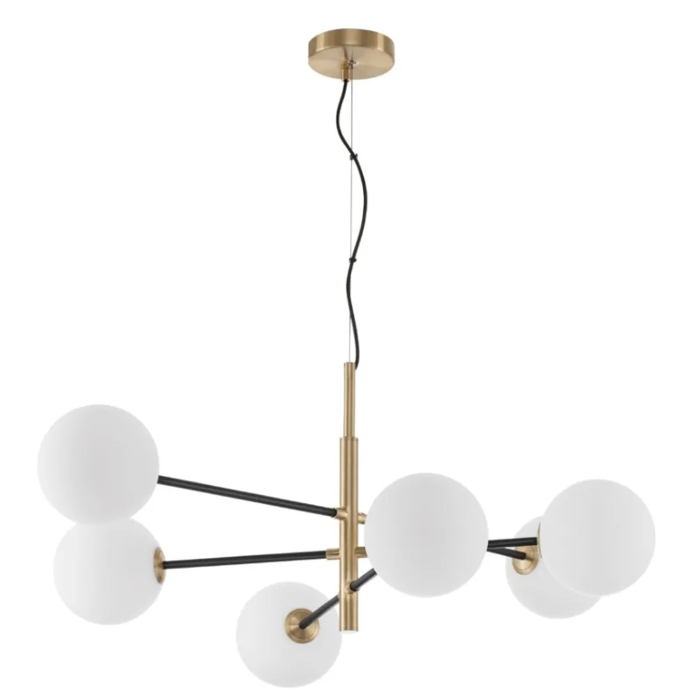 Lampadari Moderni-Selezionato da Mazzolaluce Lampadario elegante per soggiorno nero oro sfere vetro
