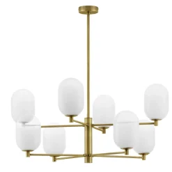 Lampadari Moderni-Selezionato da Mazzolaluce Lampadario elegante per soggiorno dorato sfere vetro bianco