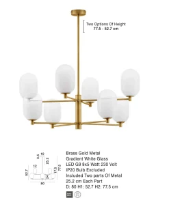 Lampadari Moderni-Selezionato da Mazzolaluce Lampadario elegante per soggiorno dorato sfere vetro bianco