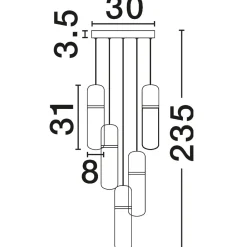 Lampadari Moderni-Selezionato da Mazzolaluce Lampadario elegante per soggiorno moderno capsule in vetro ambra led biemissione