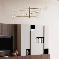 Lampadari Moderni-Ideal Lux Lampadario equinoxe sp8 ottone per soggiorno