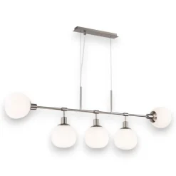 Lampadari Moderni-Maytoni Lampadario erich design moderno nichel sfere vetro bianco per soggiorno