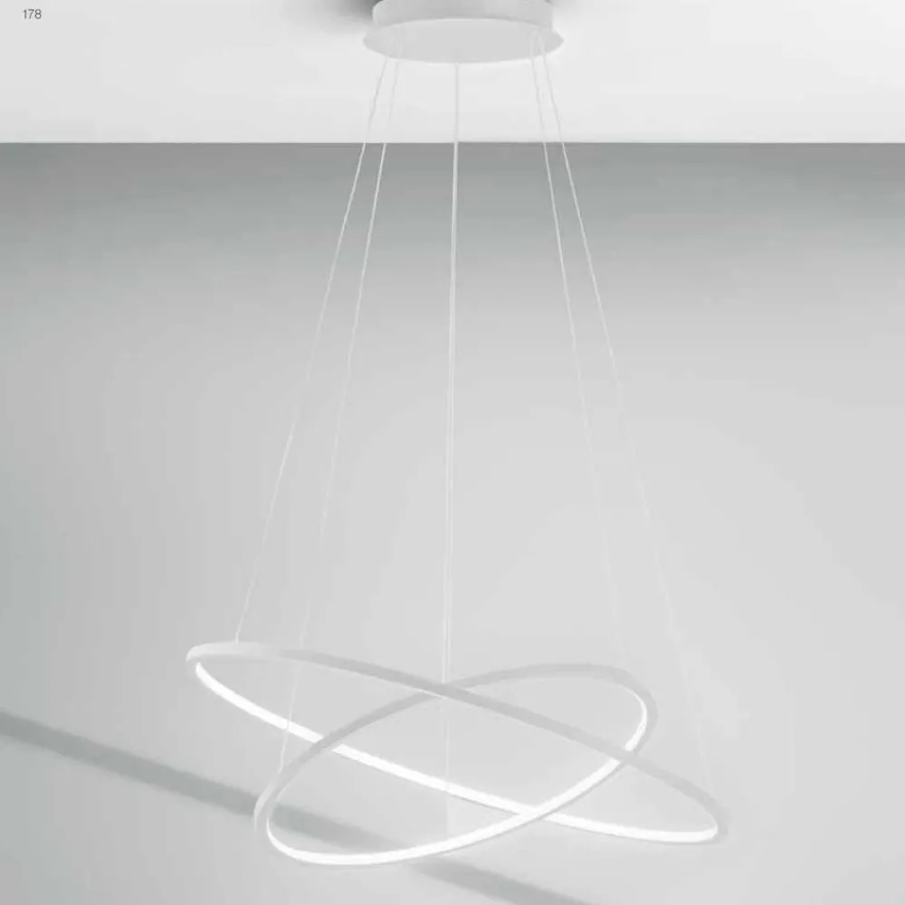 Lampadari Moderni-Gea Luce Lampadario erika s-2 bianco cerchi led 80w 3000k