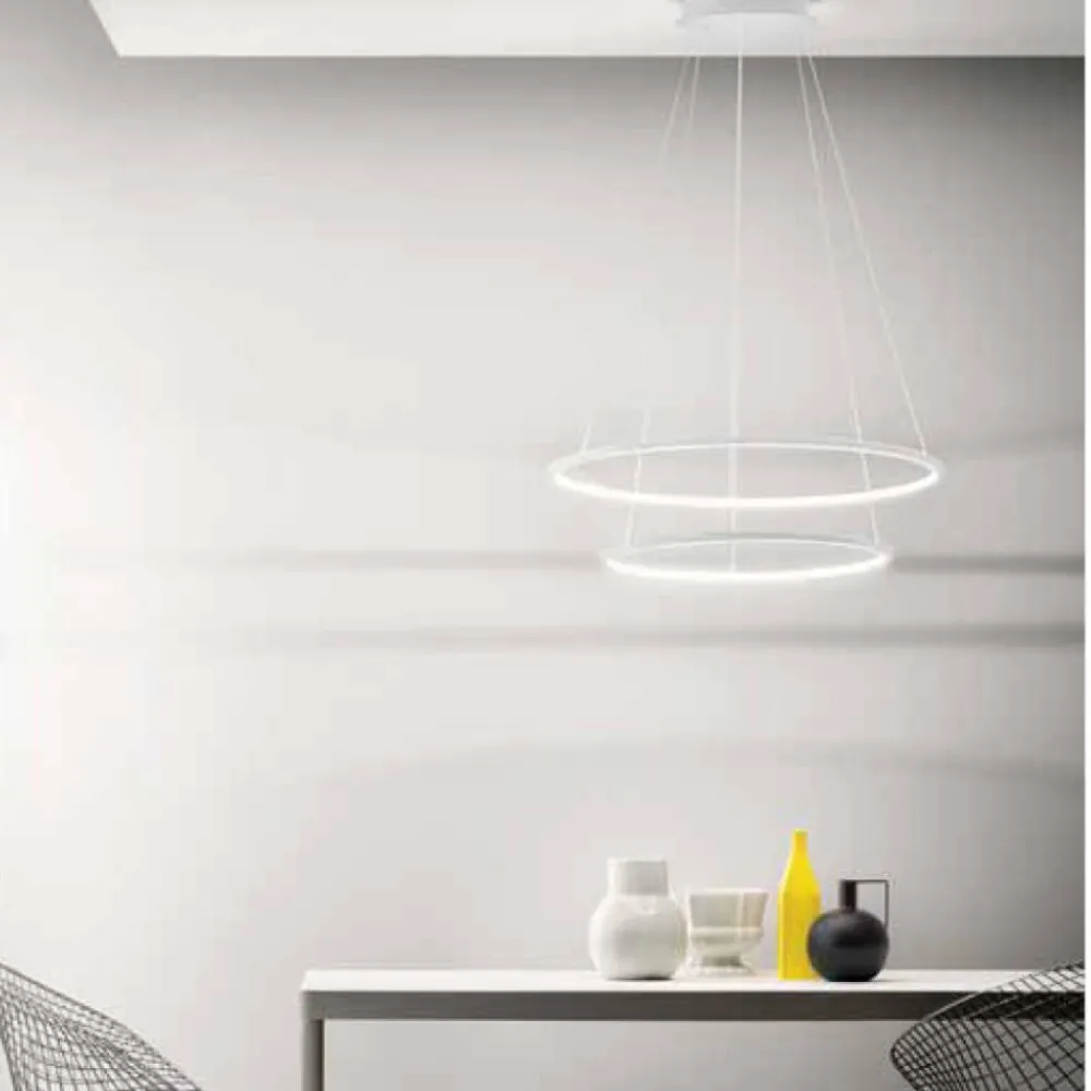 Lampadari Moderni-Gea Luce Lampadario erika s-2 bianco cerchi led 80w 3000k