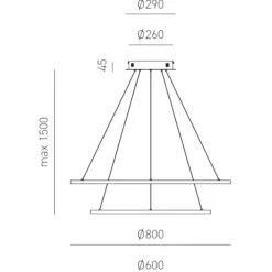 Lampadari Moderni-Gea Luce Lampadario erika s-2 bianco cerchi led 80w 3000k