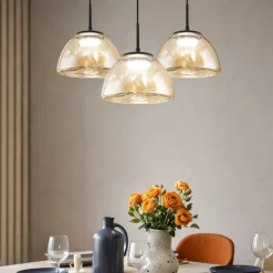 Lampadari Moderni-Fabas Luce Lampadario lucille vetri cognac per soggiorno moderno