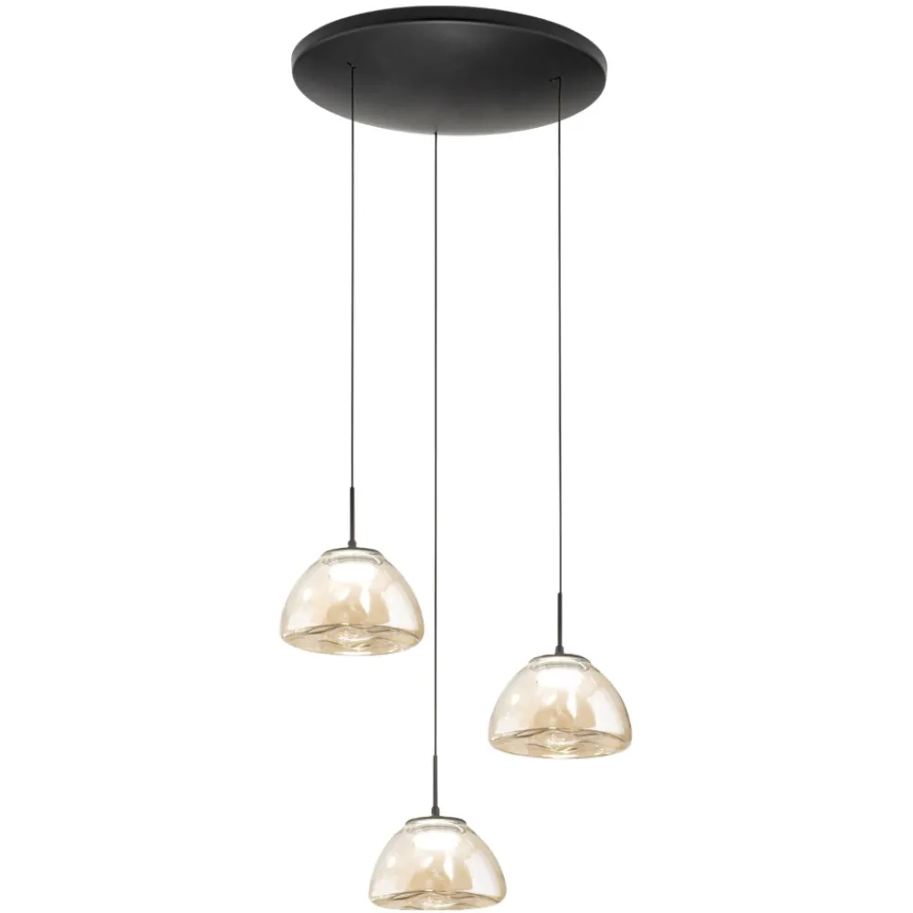 Lampadari Moderni-Fabas Luce Lampadario lucille vetri cognac per soggiorno moderno