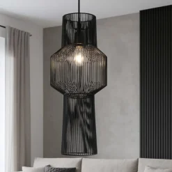 Lampadari Moderni-Selezionato da Mazzolaluce Lampadario fili di tessuto nero design moderno