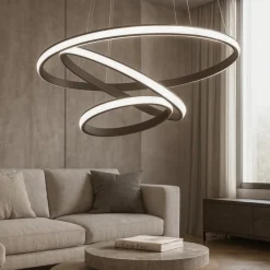 Lampadari Moderni-Gea Luce Lampadario iole s3 titanio 3 cerchi led moderno