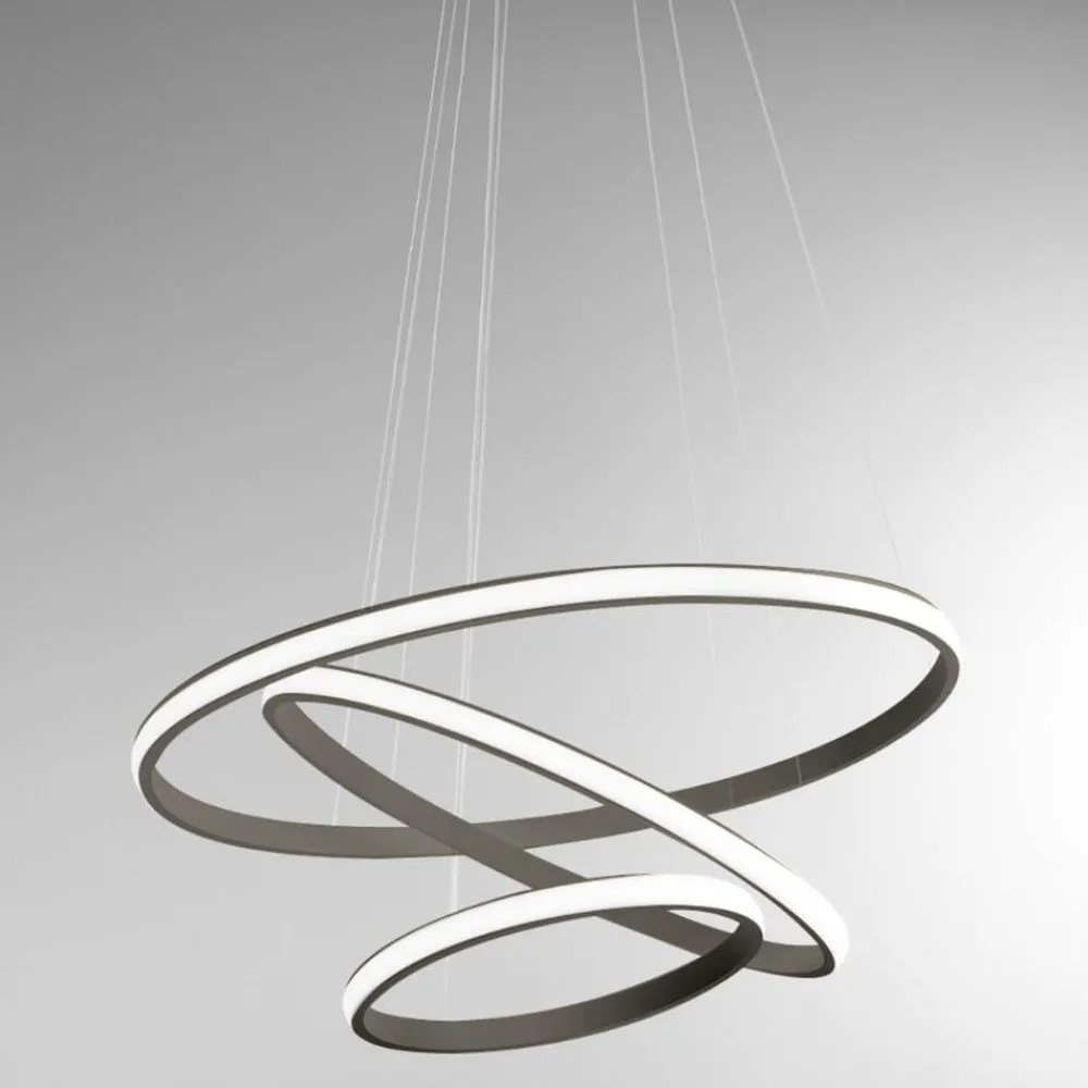 Lampadari Moderni-Gea Luce Lampadario iole s3 titanio 3 cerchi led moderno