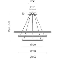 Lampadari Moderni-Gea Luce Lampadario iole s3 titanio 3 cerchi led moderno