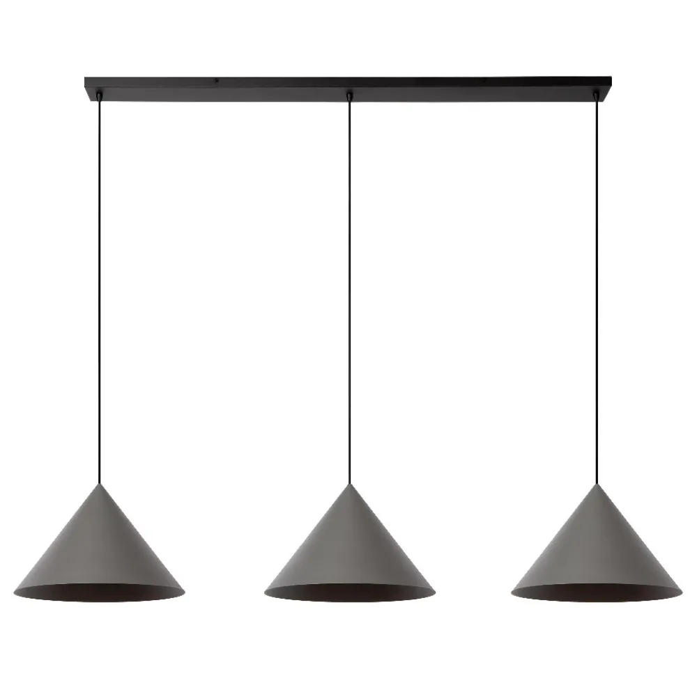 Lampadari Moderni-Selezionato da Mazzolaluce Lampadario grigio per tavolo sala da pranzo moderna 3 luci pendenti