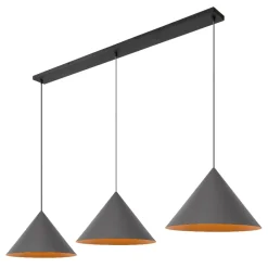 Lampadari Moderni-Selezionato da Mazzolaluce Lampadario grigio per tavolo sala da pranzo moderna 3 luci pendenti