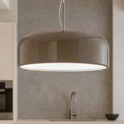 Lampadari Cucina-Perenz Illuminazione Lampadario grigio tortora led 30w cct per cucina perenz velia