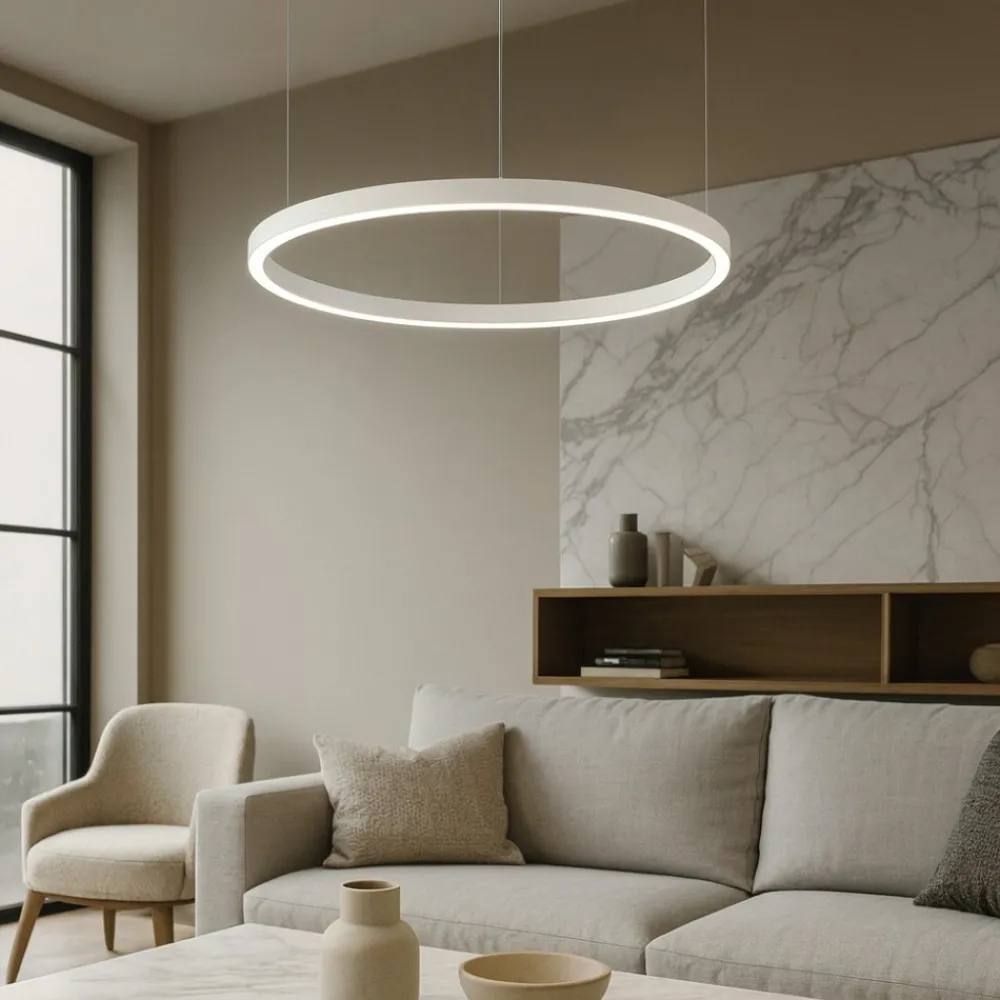 Lampadari Moderni-Ideal Lux Lampadario oracle slim sp d050 round bianco led 32w 4000k per soggiorno