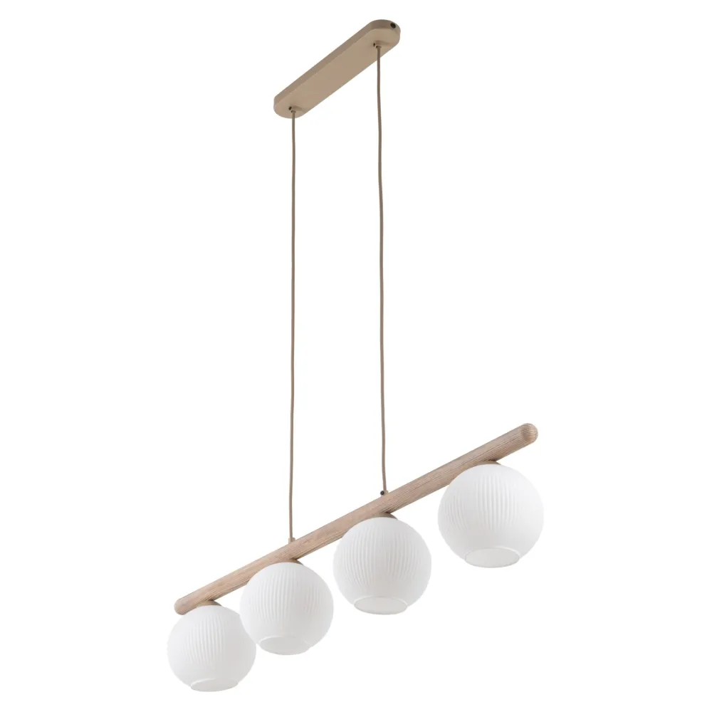 Lampadari Cucina-Selezionato da Mazzolaluce Lampadario in legno e vetro per tavolo da cucina
