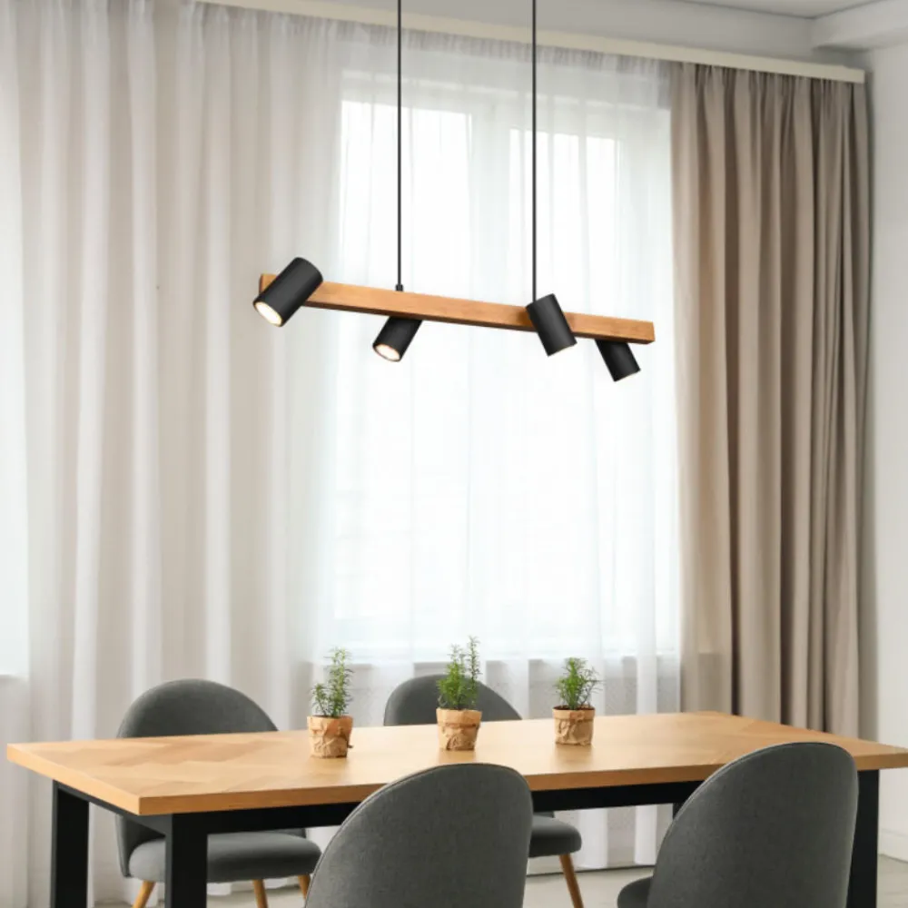 Lampadari Cucina-Selezionato da Mazzolaluce Lampadario in legno luci orientabili nero per cucina