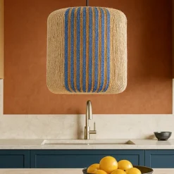 Lampadari Cucina-Selezionato da Mazzolaluce Lampadario in rattan corda naturale blu per cucina