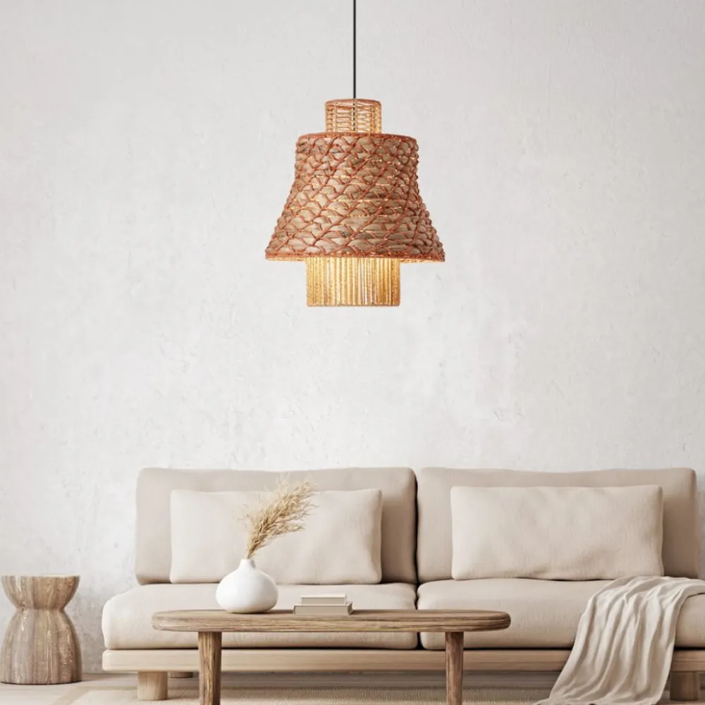 Lampadari Moderni-Selezionato da Mazzolaluce Lampadario in rattan corda naturale arancione cavo nero