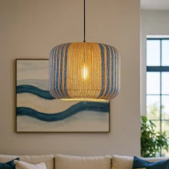 Lampadari Moderni-Selezionato da Mazzolaluce Lampadario in rattan e corda naturale intrecciata