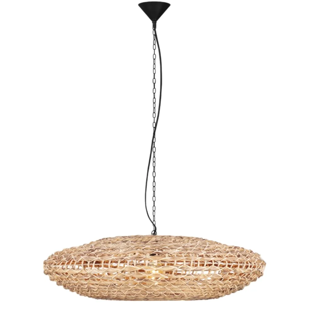 Lampadari Moderni-Selezionato da Mazzolaluce Lampadario in rattan e giacinto per soggiorno salotto