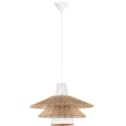 Lampadari Moderni-Selezionato da Mazzolaluce Lampadario in rattan naturale e corda arancione