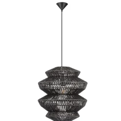 Lampadari Moderni-Selezionato da Mazzolaluce Lampadario in rattan nero a sospensione 40 cm