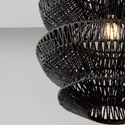 Lampadari Moderni-Selezionato da Mazzolaluce Lampadario in rattan nero a sospensione 40 cm