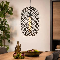 Lampadari Moderni-Selezionato da Mazzolaluce Lampadario intreccio di metallo nero a sospensione