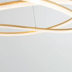 Lampadari Moderni-Selezionato da Mazzolaluce Lampadario intreccio oro design led dimmerabile con telecomando