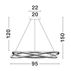 Lampadari Moderni-Selezionato da Mazzolaluce Lampadario intreccio oro design led dimmerabile con telecomando