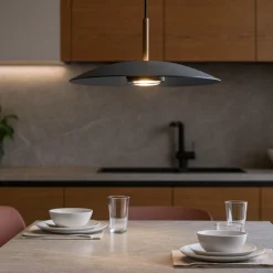 Lampadari Cucina-Selezionato da Mazzolaluce Lampadario in vetro fume led 12w 3000k 40 cm per cucina moderna