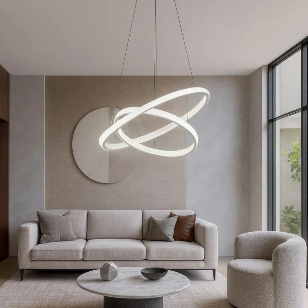 Lampadari Moderni-Gea Luce Lampadario iole s2 bianco cerchi led 40w 3000k