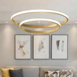 Lampadari Moderni-Gea Luce Lampadario iole s2 oro cerchi led 40w 3000k moderno
