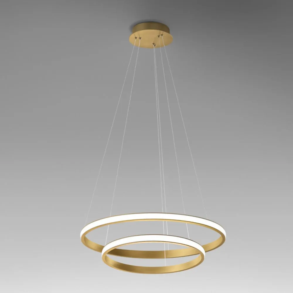 Lampadari Moderni-Gea Luce Lampadario iole s2 oro cerchi led 40w 3000k moderno