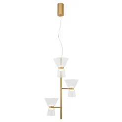 Lampadari Moderni-Selezionato da Mazzolaluce Lampadario led biemissione design oro per soggiorno contemporaneo