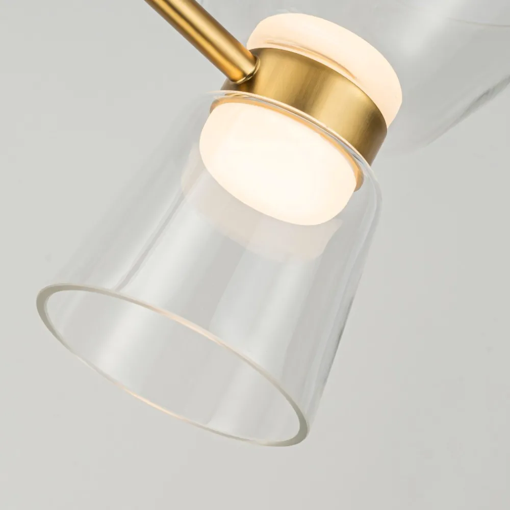 Lampadari Moderni-Selezionato da Mazzolaluce Lampadario led biemissione design oro per soggiorno contemporaneo